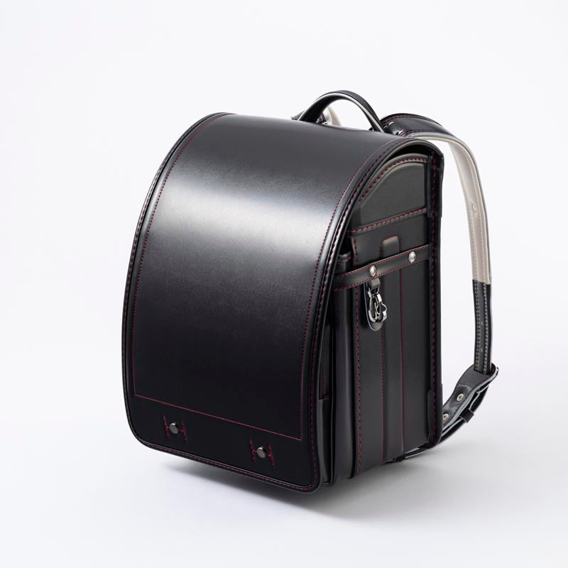 774 軽量牛革ハイブリッド クラリーノ®F 学習院型 黒×レッド