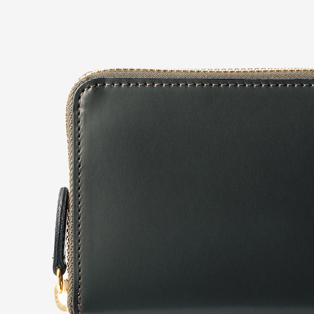 212-50 コードバン つや無し ラウンド長財布 小銭入れ付き (グリーン)