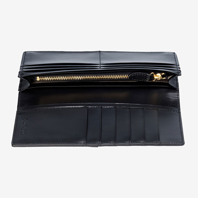 221-10 コードバン つや無し 長財布 小銭入れ付き (ブラック)