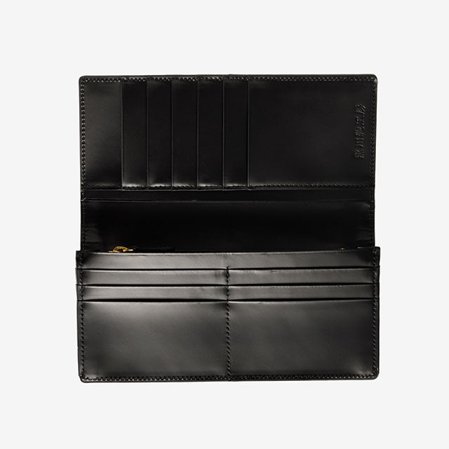 221-10 コードバン つや無し 長財布 小銭入れ付き (ブラック)