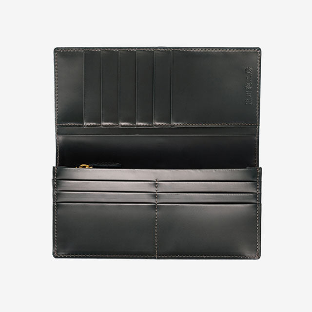 221-50 コードバン つや無し 長財布 小銭入れ付き (グリーン)