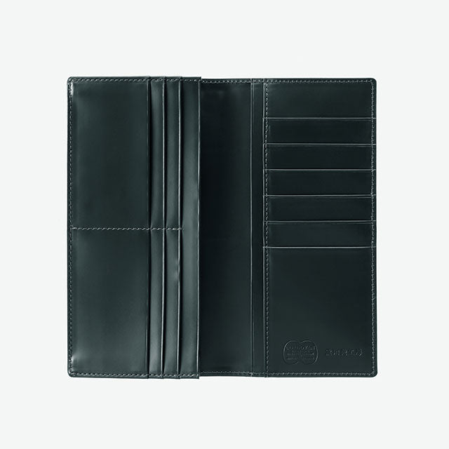 222-50 コードバン つや無し 長財布 小銭入れ無し (グリーン)