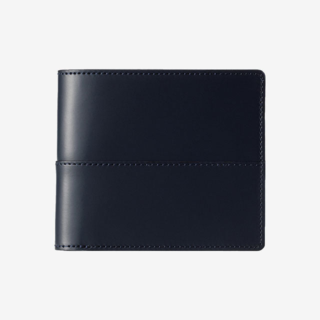 224-60 コードバン つや無し 二つ折り財布 小銭入れ無し (ネイビー)