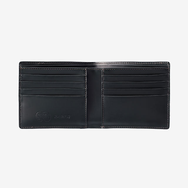 224-50 コードバン つや無し 二つ折り財布 小銭入れ無し (グリーン)