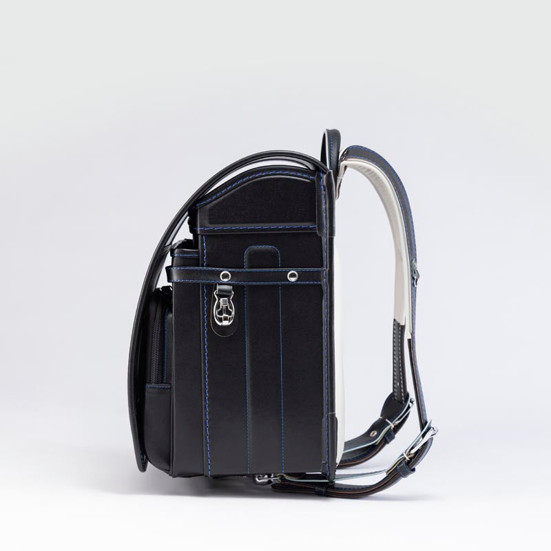 602 シボ牛革 学習院型 黒×ブルー