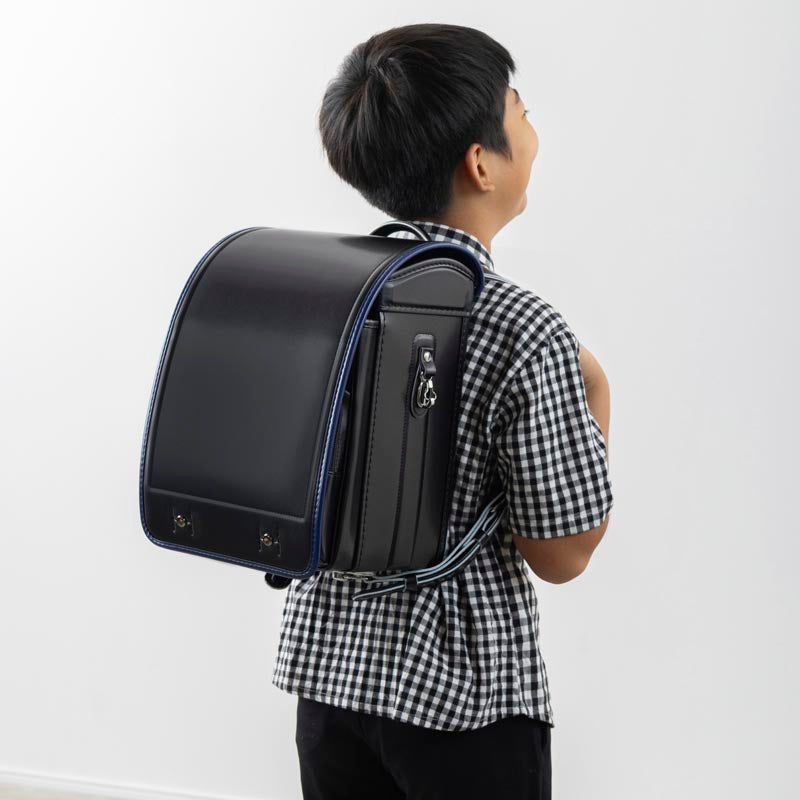 712 軽量牛革ハイブリッド クラリーノ®F キューブ型 黒×ブルー