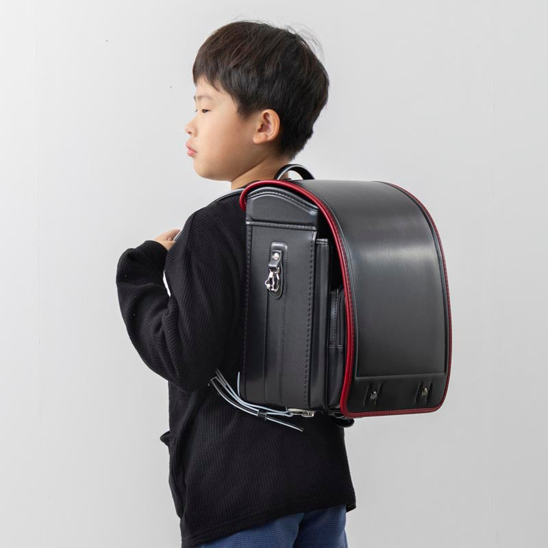 714 軽量牛革ハイブリッド クラリーノ®F キューブ型 黒×レッド