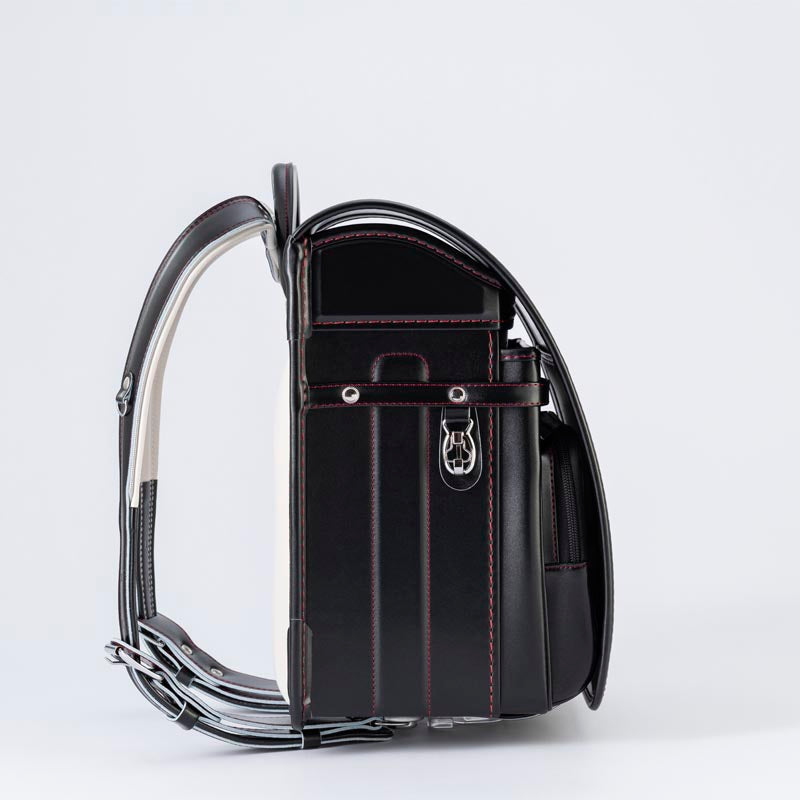 774 軽量牛革ハイブリッド クラリーノ®F 学習院型 黒×レッド