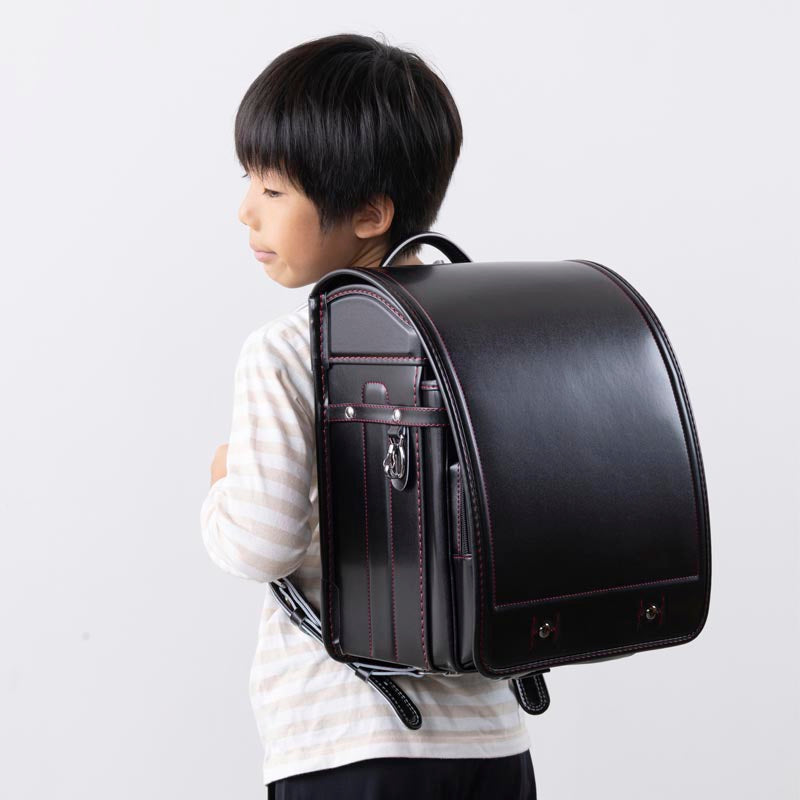 774 軽量牛革ハイブリッド クラリーノ®F 学習院型 黒×レッド