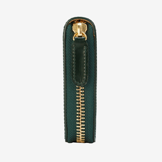 112-50 コードバン つや有り ラウンド長財布 小銭入れ付き （グリーン）
