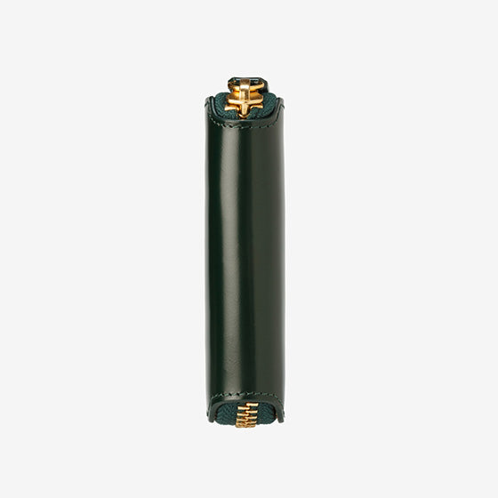 113-50 コードバン つや有り ラウンド二つ折り財布 小銭入れ付き （グリーン）