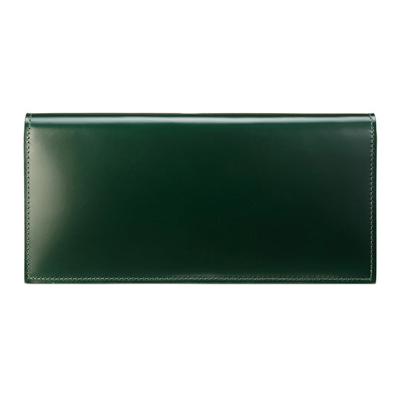 121-50 コードバン つや有り 長財布 小銭入れ付き （グリーン）