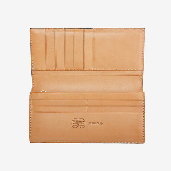 121-60 コードバン つや有り 長財布 小銭入れ付き （ネイビー）