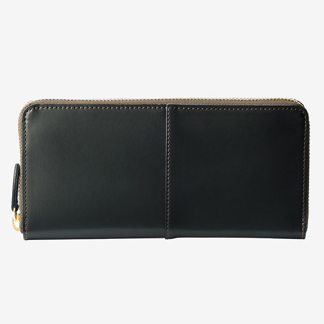 212-50 コードバン つや無し ラウンド長財布 小銭入れ付き （グリーン）