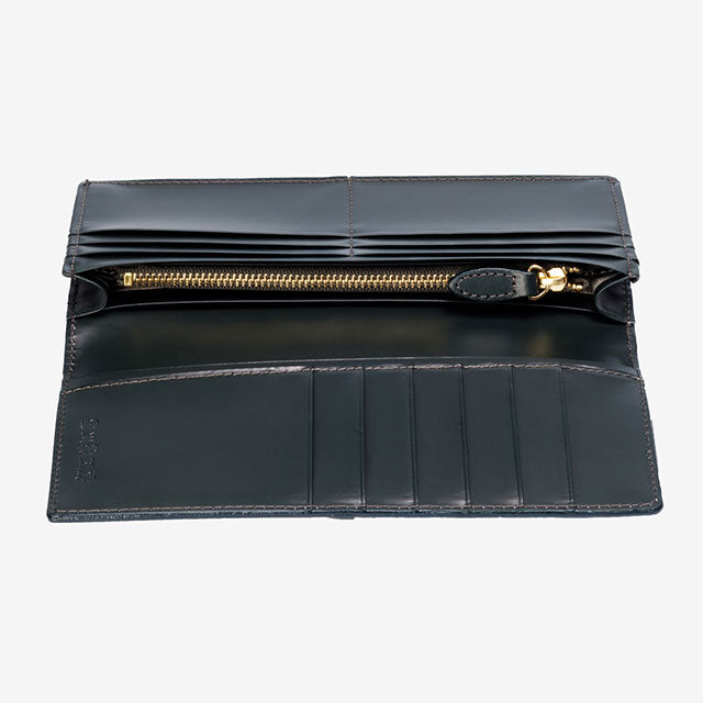 221-50 コードバン つや無し 長財布 小銭入れ付き （グリーン）
