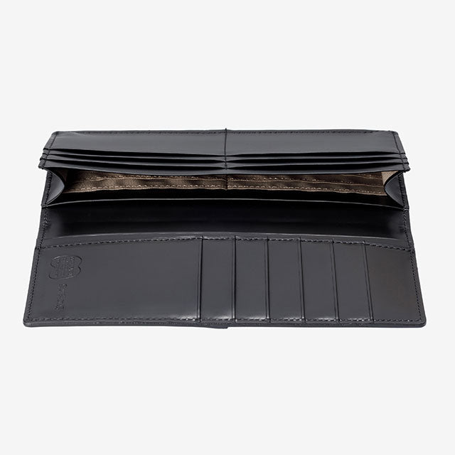 222-10 コードバン つや無し 長財布 小銭入れ無し （ブラック）