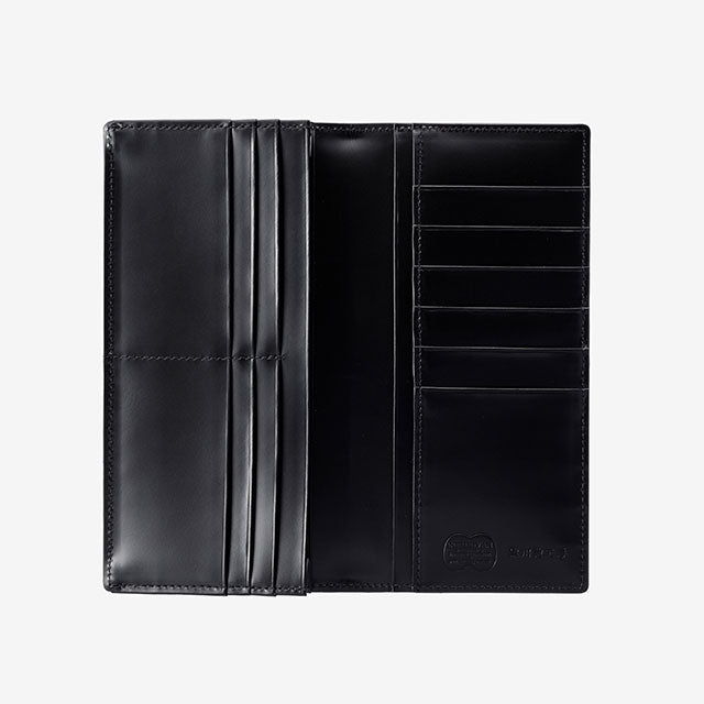 222-10 コードバン つや無し 長財布 小銭入れ無し （ブラック）