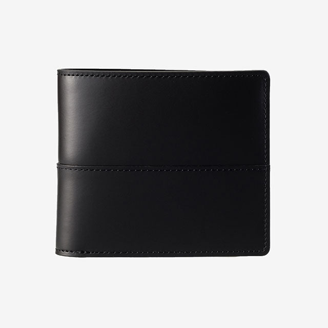 224-10 コードバン つや無し 二つ折り財布 小銭入れ無し （ブラック）