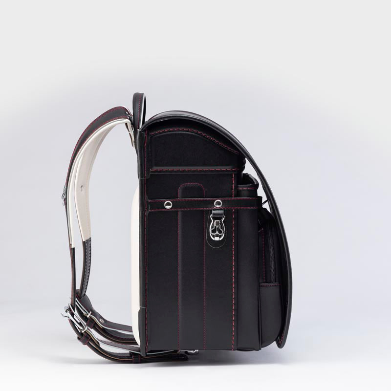 604 シボ牛革 学習院型 黒×レッド