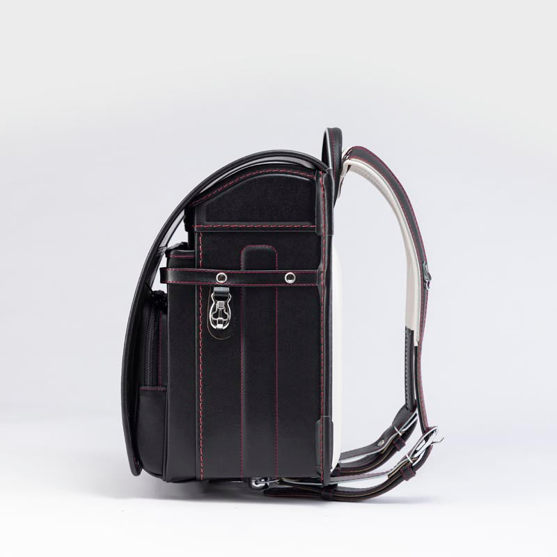 604 シボ牛革 学習院型 黒×レッド