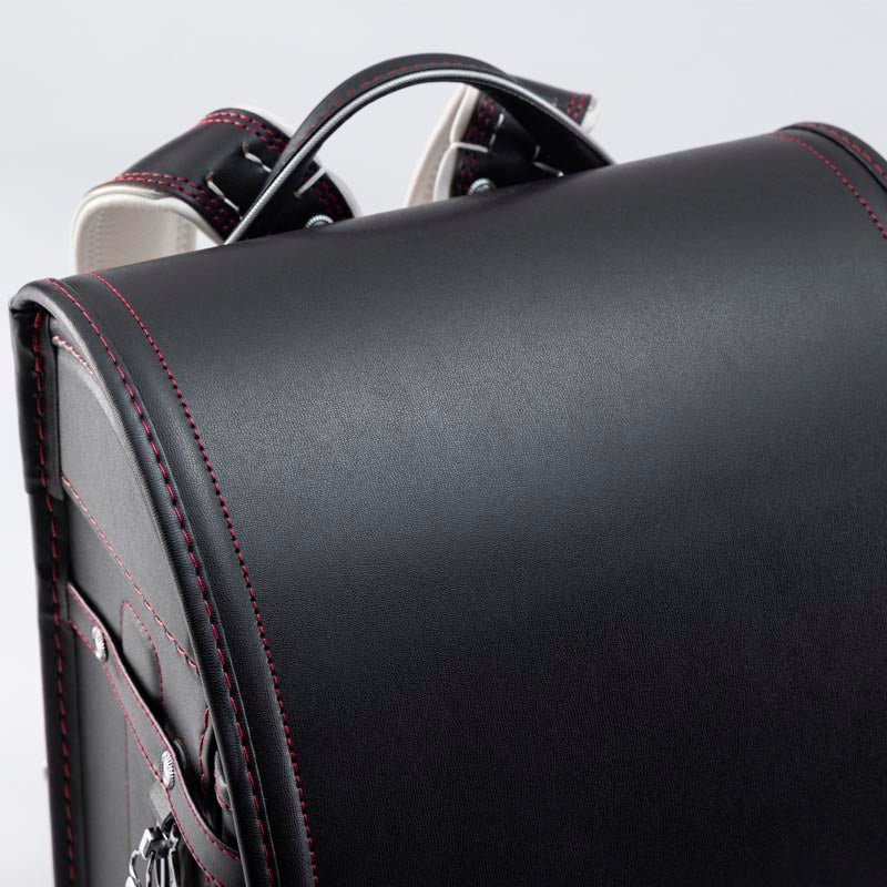 604 シボ牛革 学習院型 黒×レッド