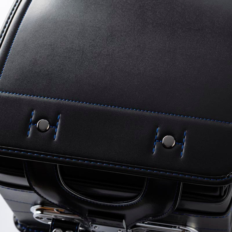 772 軽量牛革ハイブリッド クラリーノ®F 学習院型 黒×ブルー