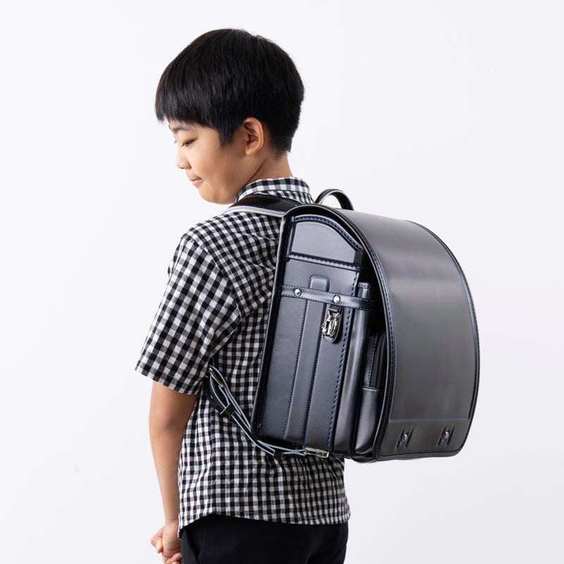 772 軽量牛革ハイブリッド クラリーノ®F 学習院型 黒×ブルー