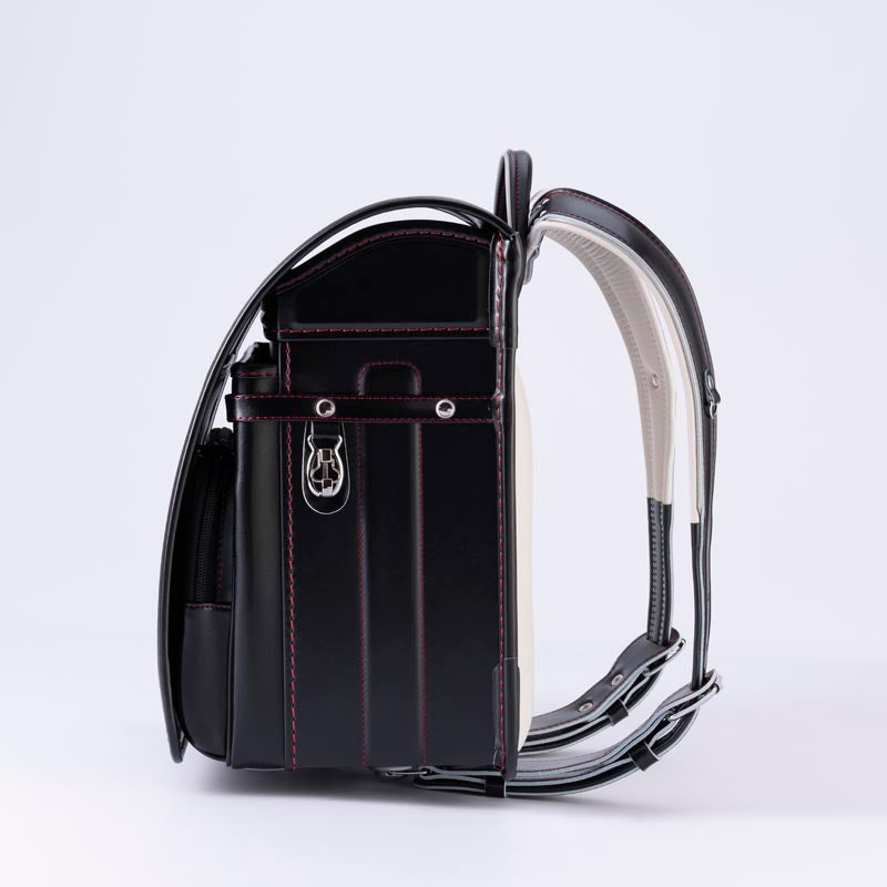 774 軽量牛革ハイブリッド クラリーノ®F 学習院型 黒×レッド